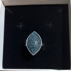 Silver and Blue Druzy Women's Ring, Size 9